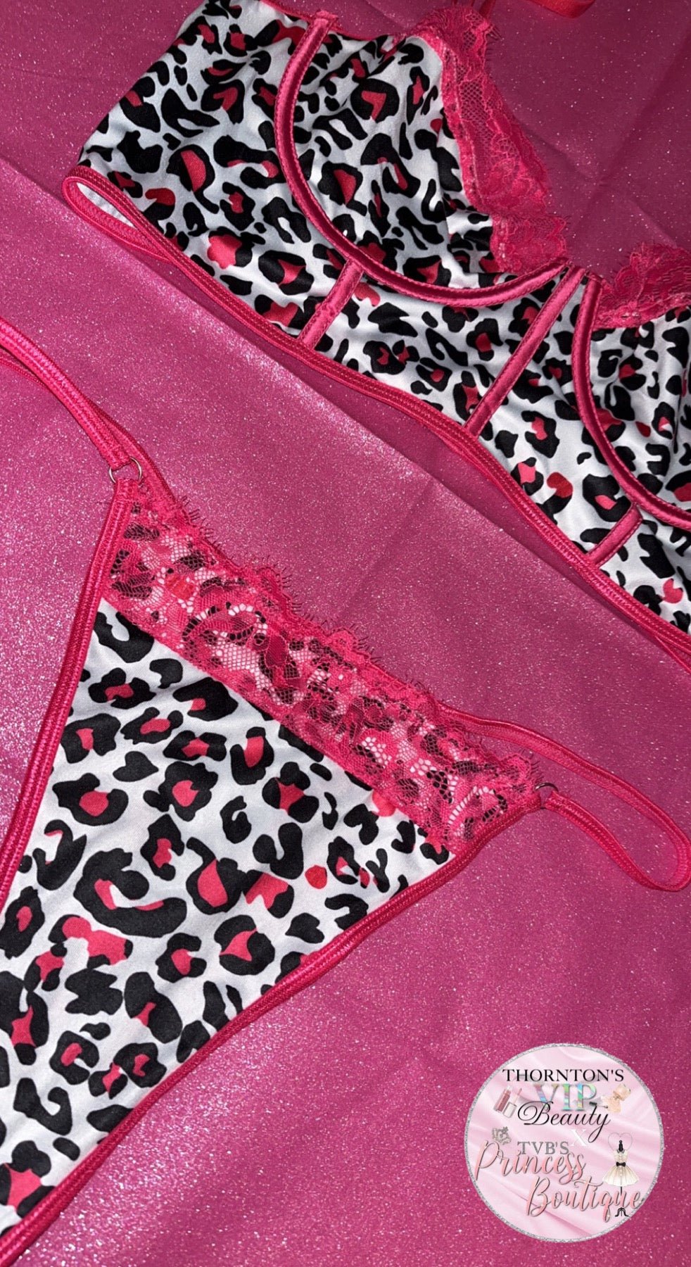 Hot Pink Leopard Print Thong Set