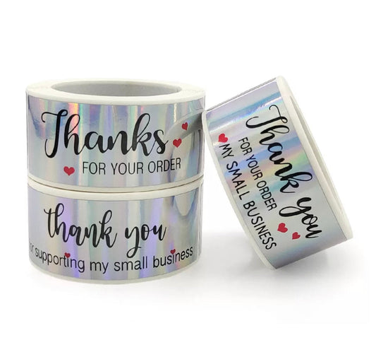 Holographic Long Thank You Stickers
