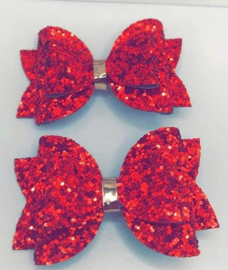 Sparkly Red Hair Bow Clip