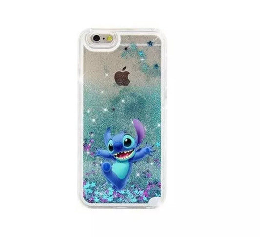 Stitch Turquoise Blue Glitter Liquid Phone Case