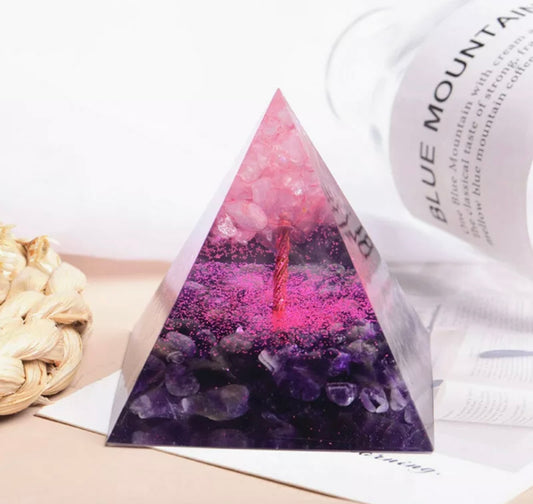 Rose Quartz Tree Of Life Pyramid Crystal