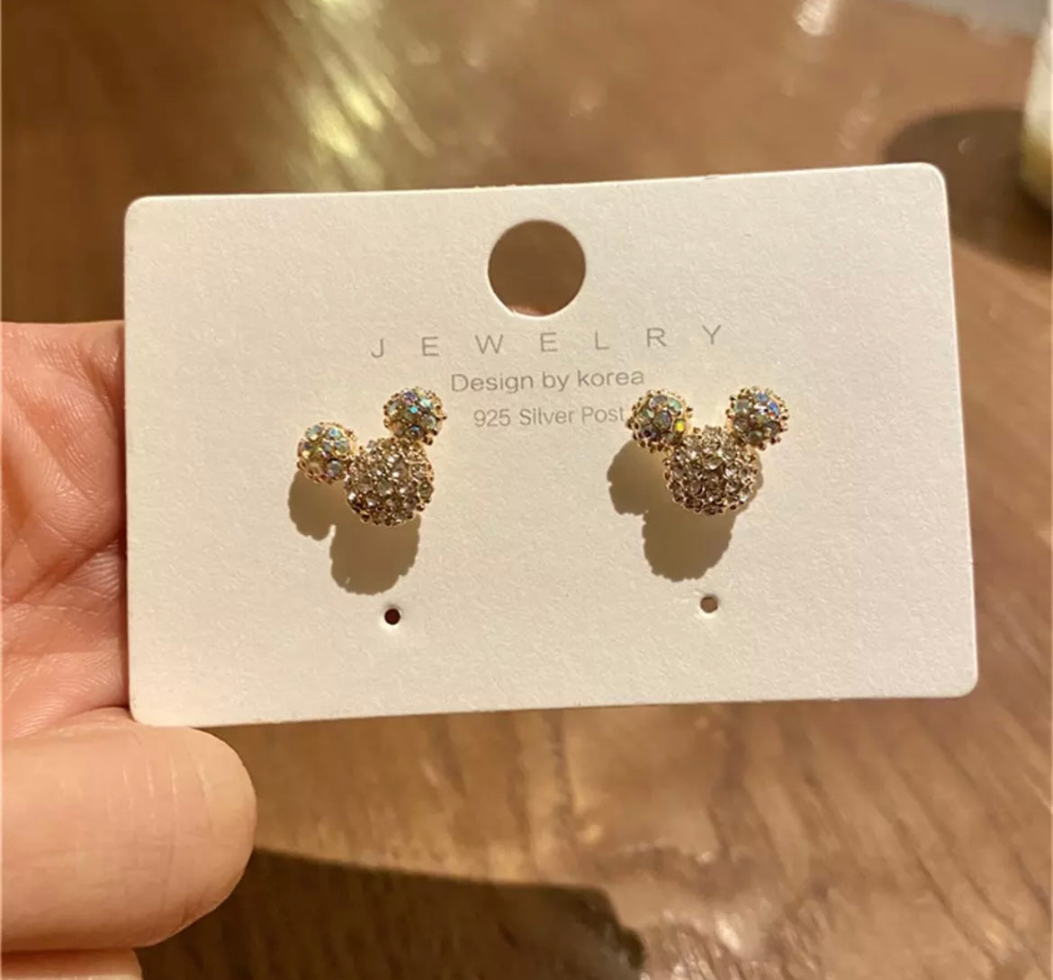 Silver Sparkle Minnie Mouse Earrings