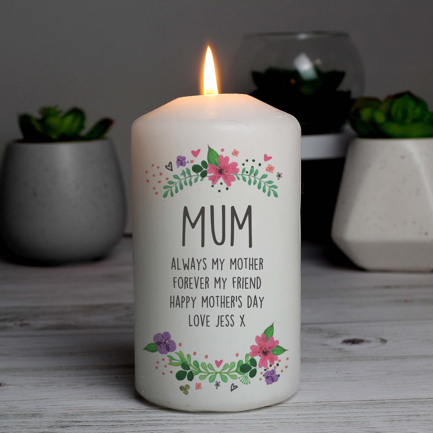 Floral Pillar Candle