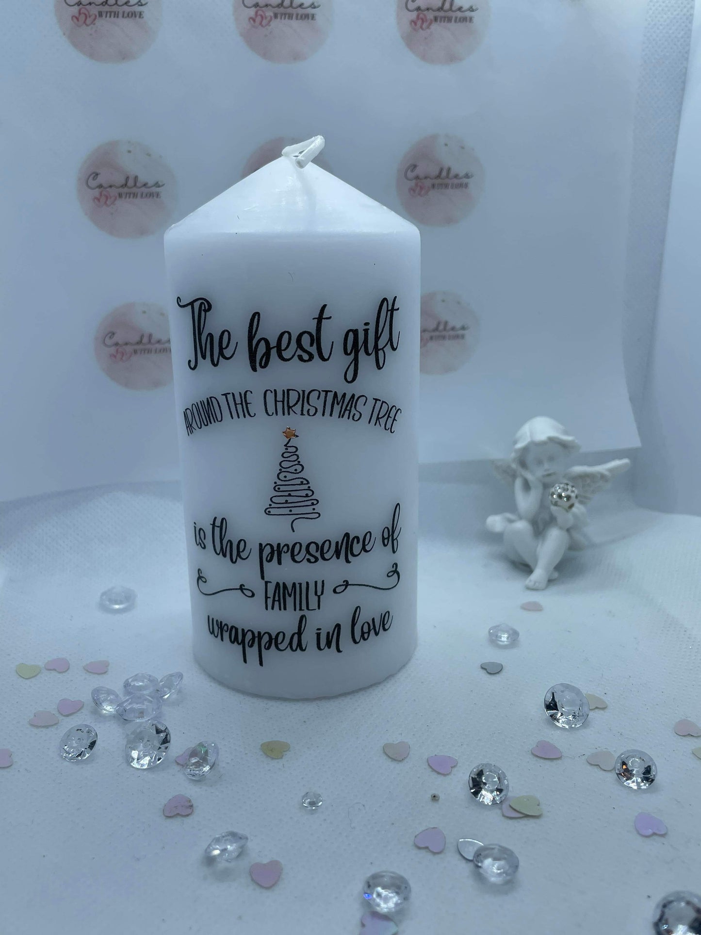 The Best Gift Around The Christmas Tree Quote Candle