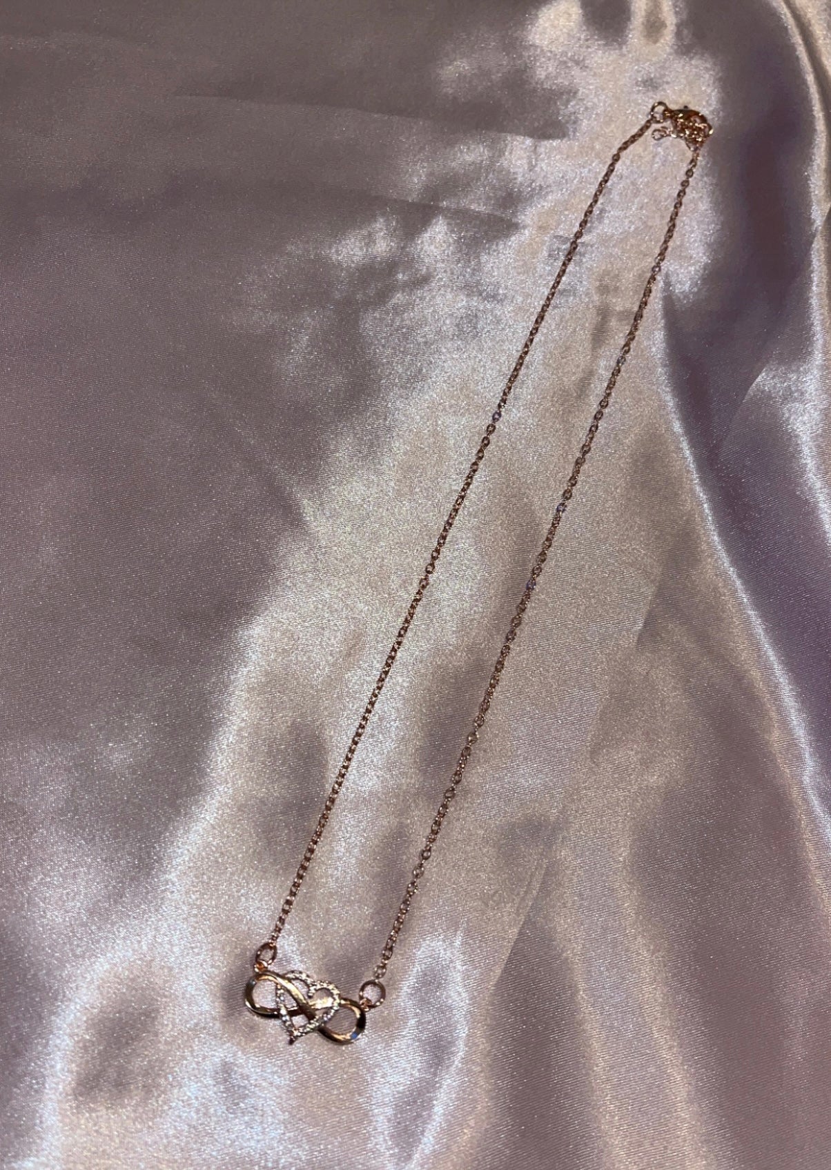 Rose Gold Heart Infinity Necklace