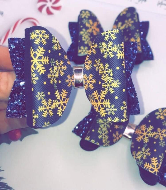 Black Snowflake Bow Hair Clip