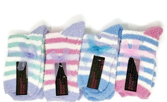 Fluffy Striped Socks - Pack Of Four