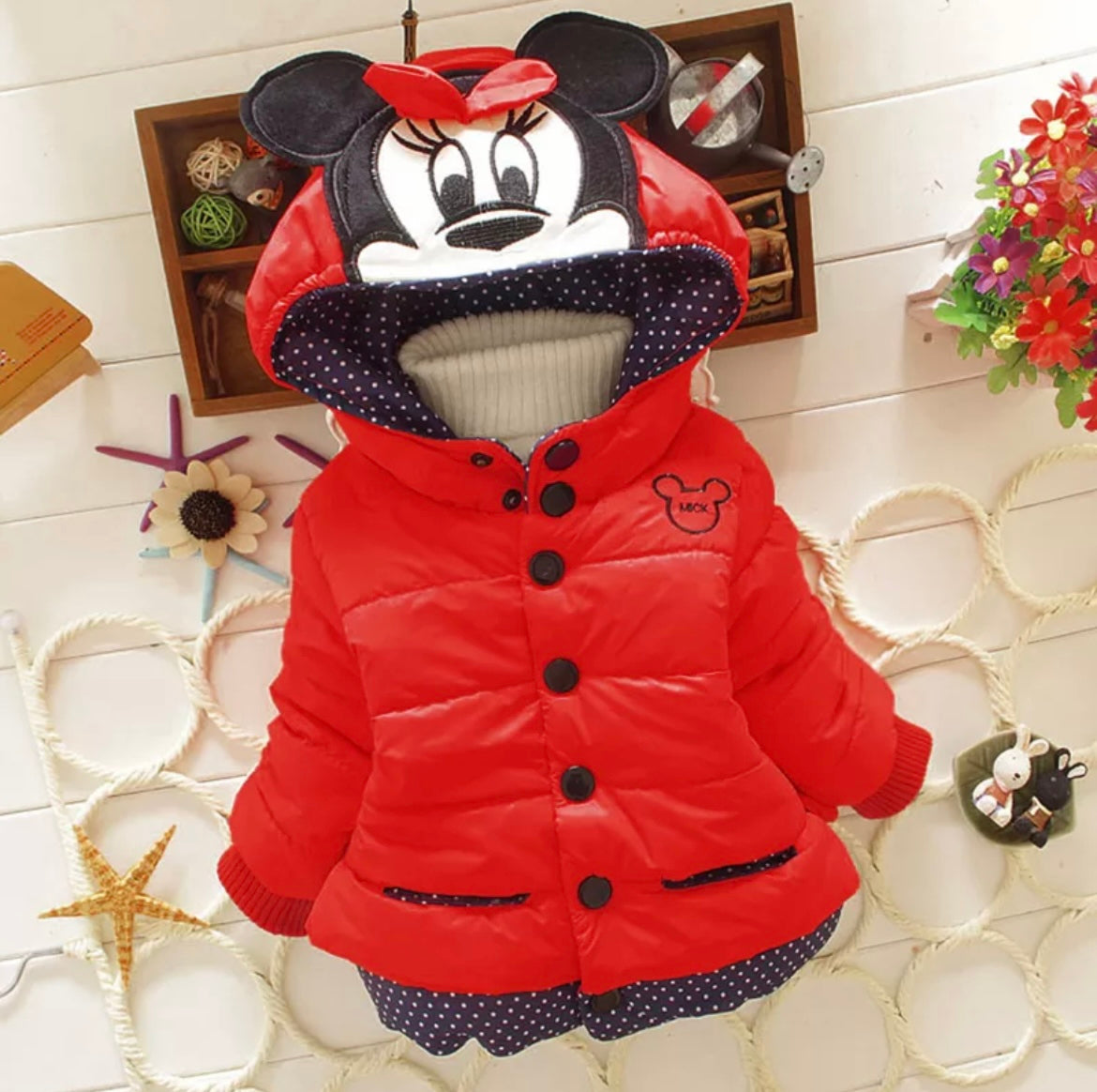 Girls Minnie Mouse Button Front Coats