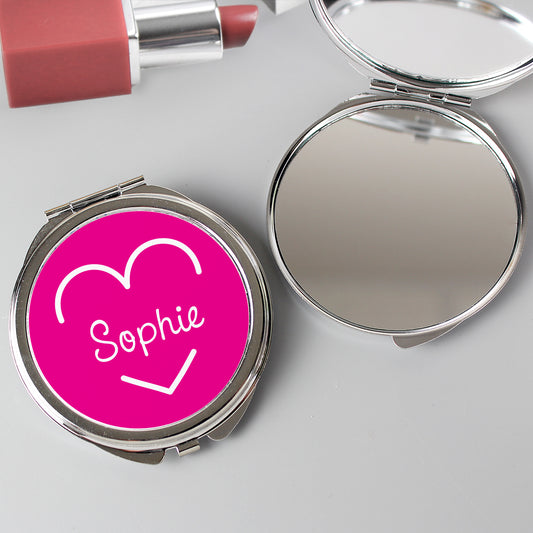 Personalised Pink Name Island Compact Mirror