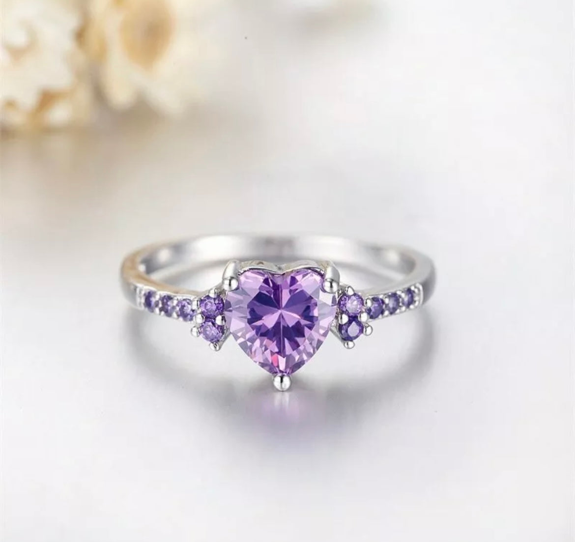 Purple Heart Birthstone Ring