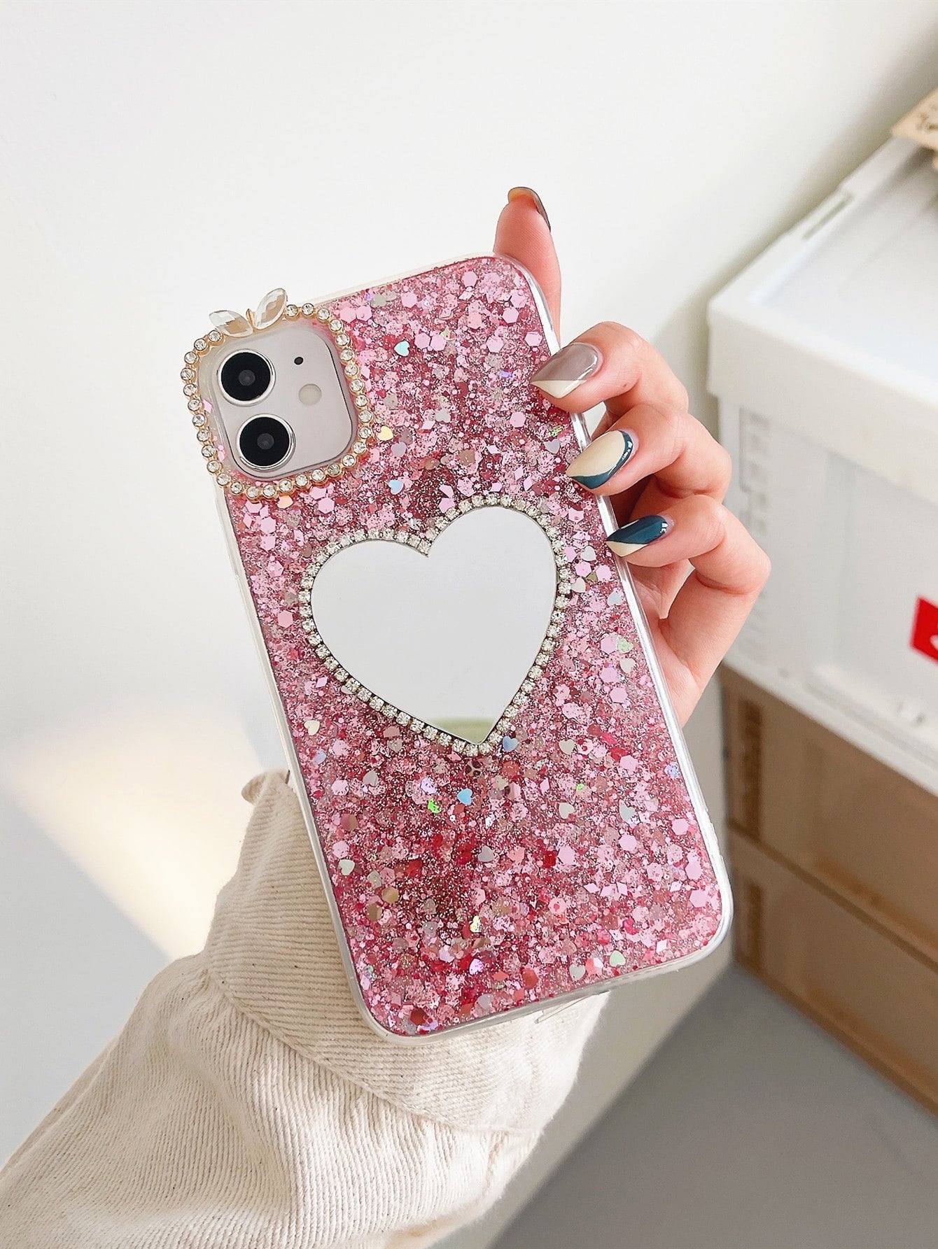 Heart Mirror Glitter Phone Case