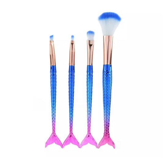 Blue & Pink Mermaid 4pcs Eye Brush Set