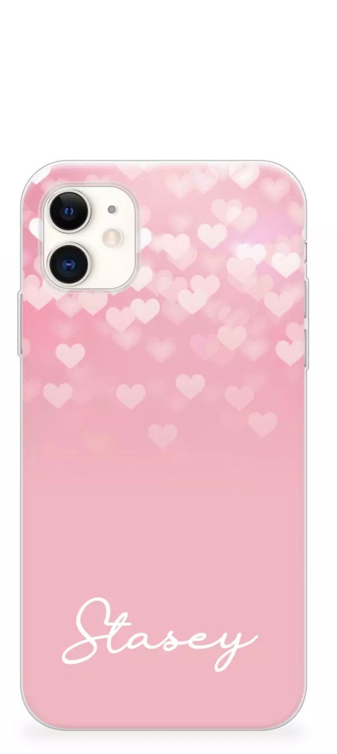 Pink Hearts Personalised Phone Case