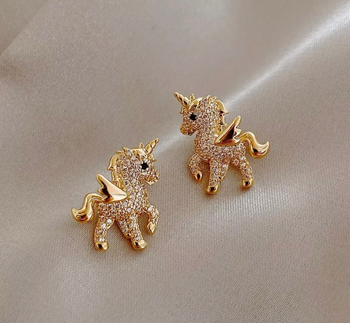 Gold Diamanté Horse Earrings