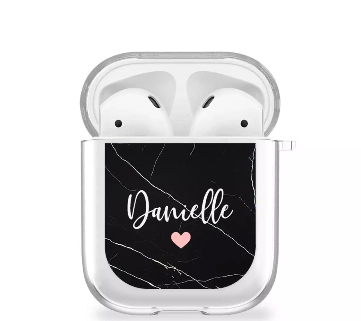 Personalised Black Marble Silicone AirPods Case