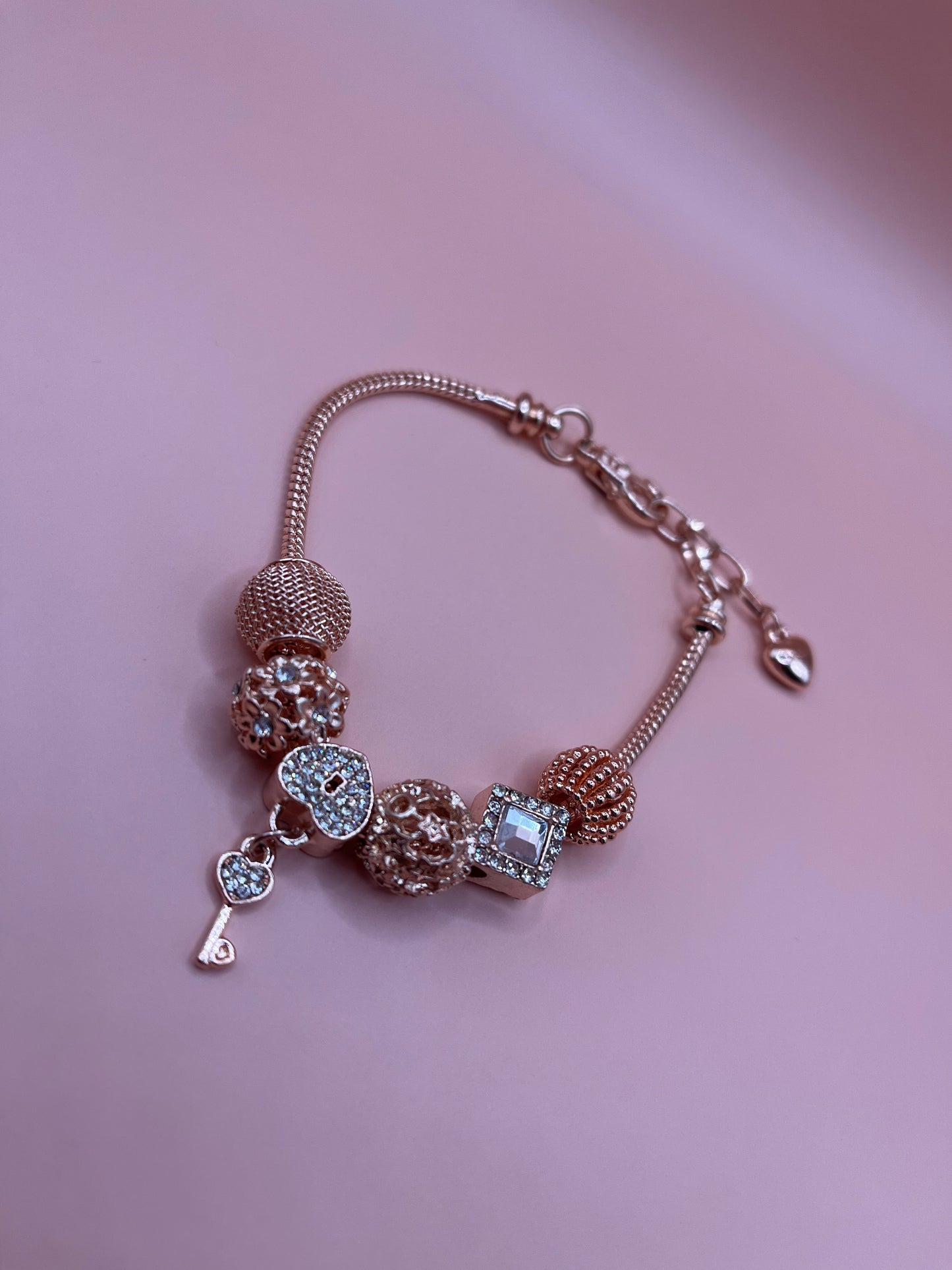 Rose Gold Key Charm Bracelet