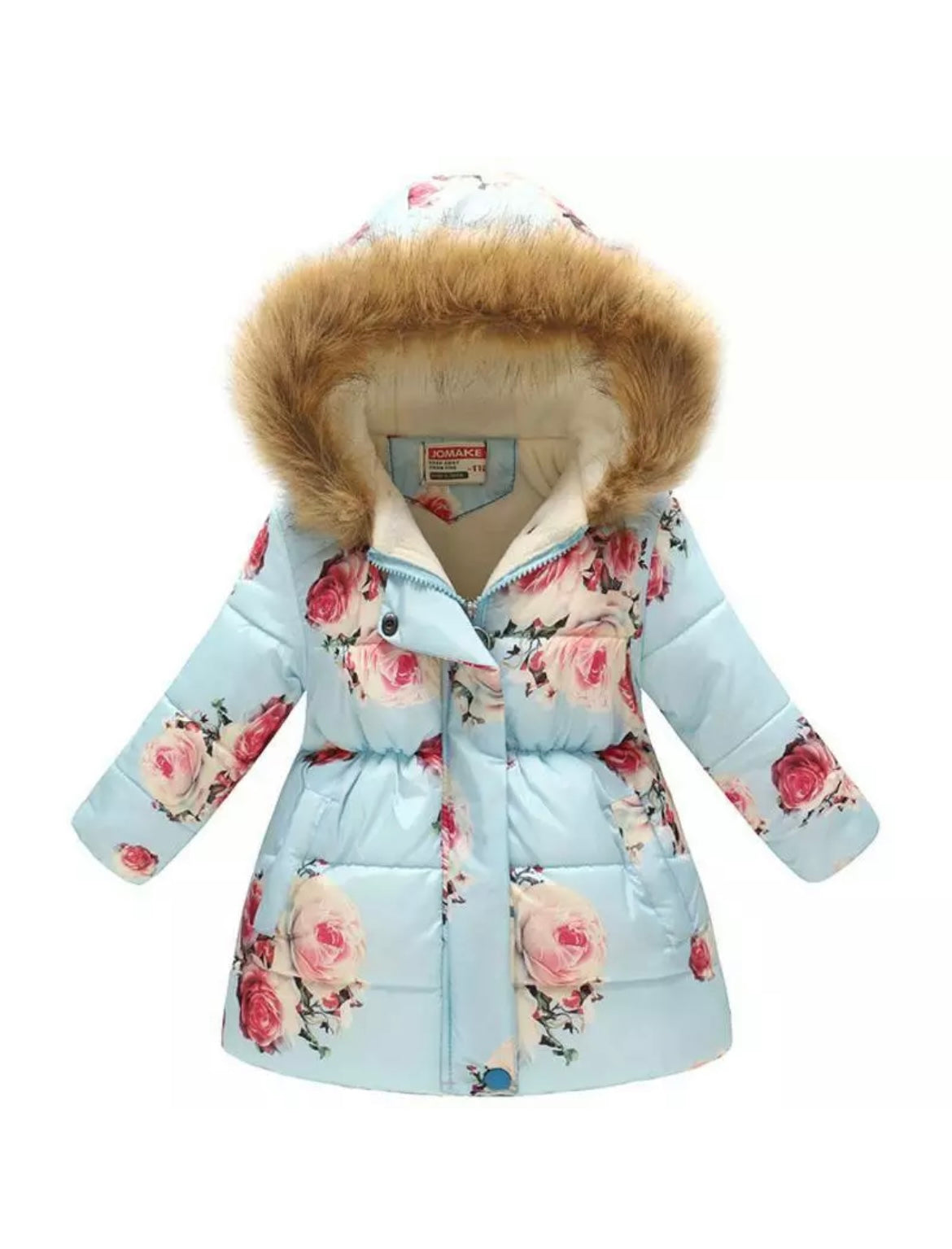 Girls Floral Parka Coat