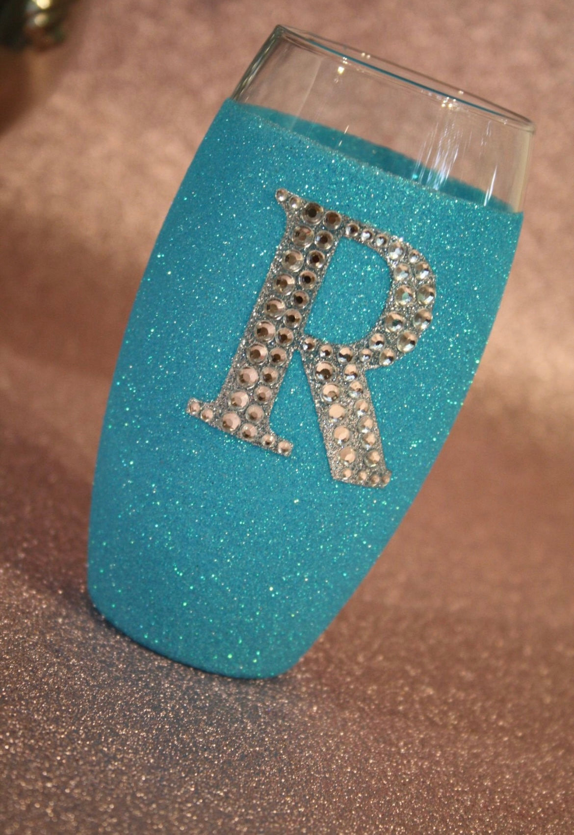 Diamanté Initial Glittered Hi Ball Glass