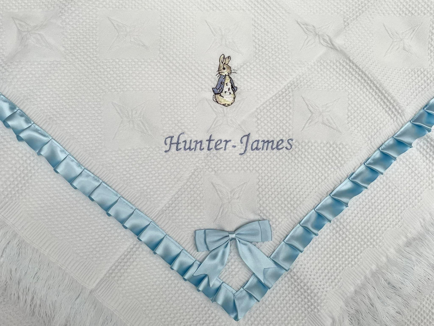 Personalised Blue Embroided Peter Rabbit Set