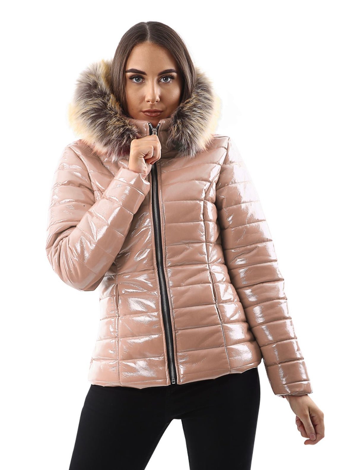 Alyssa Quilted Faux Fur Padded Coat - Various Colours