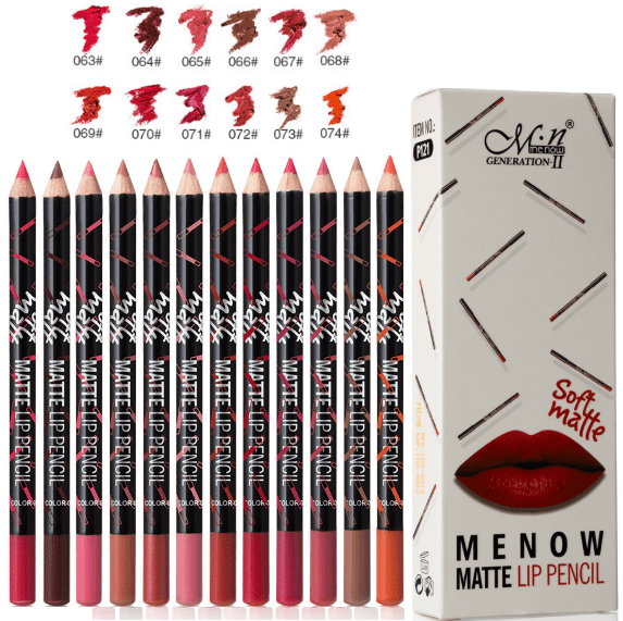 MeNow 12pcs Soft Matte Multi-Purpose Lip Liner & Lipstick Pencil Boxed Set
