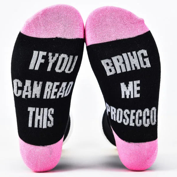 Funky ‘If You Can Read This Bring Me Prosecco Socks’