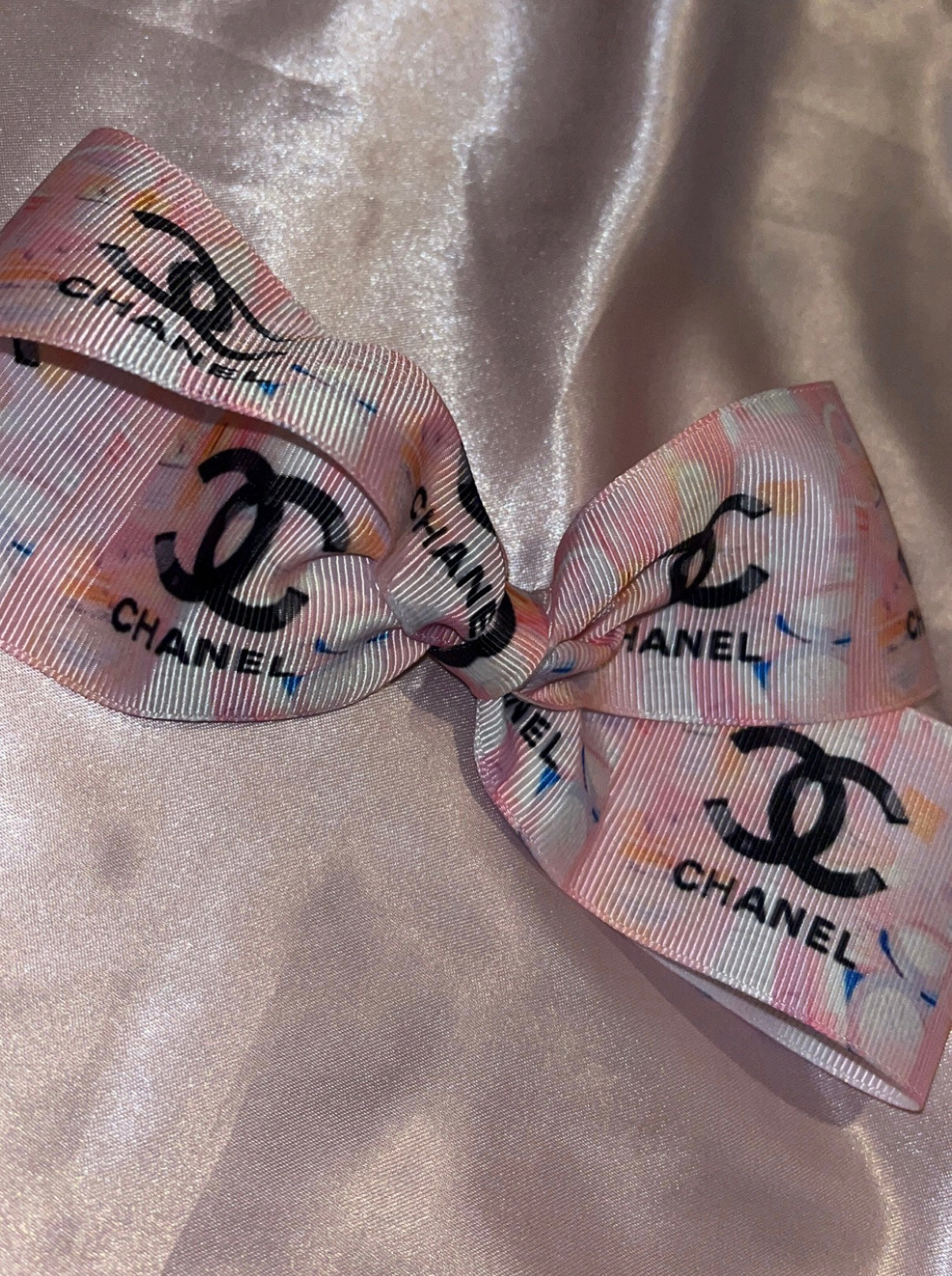 Pink Mixed CC Design Bow Hair Clip