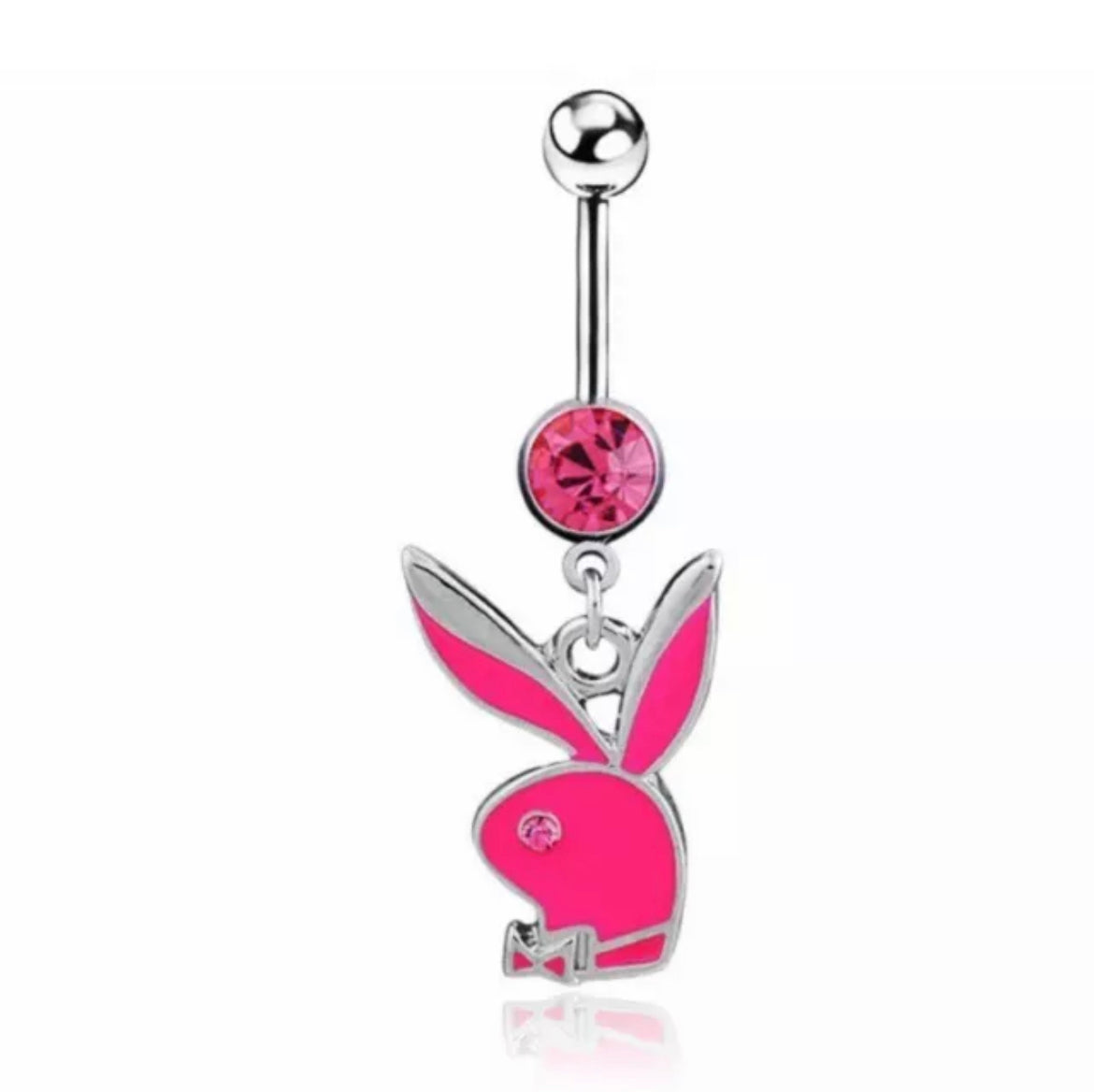 Hot Pink Dangle Playboy Belly Bar