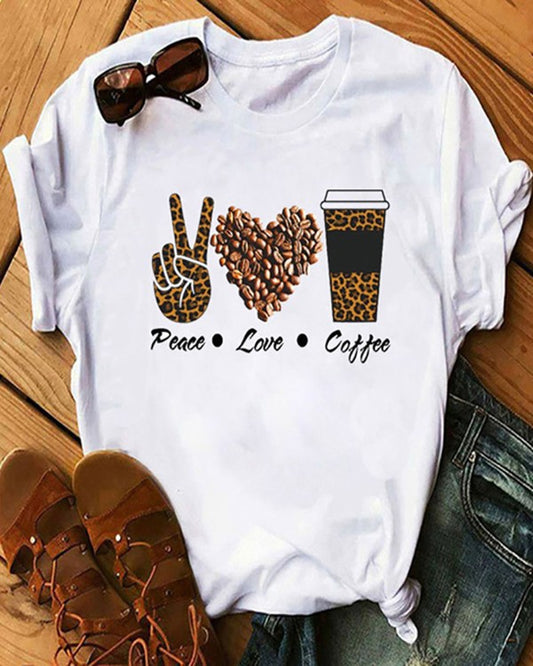 Peace, Love, Coffee Slogan Tee
