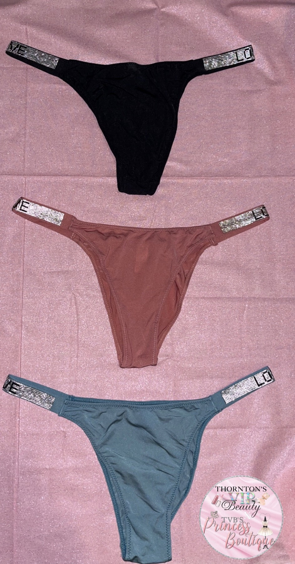 Set Of 3 Love Rhinestone Knickers - Set 2