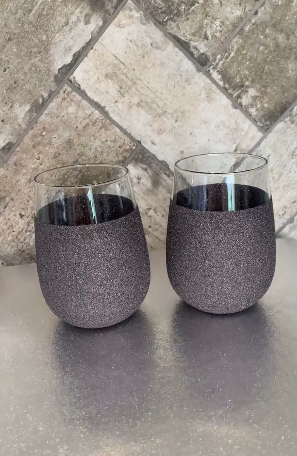 Glittered Stemless Gin Glass