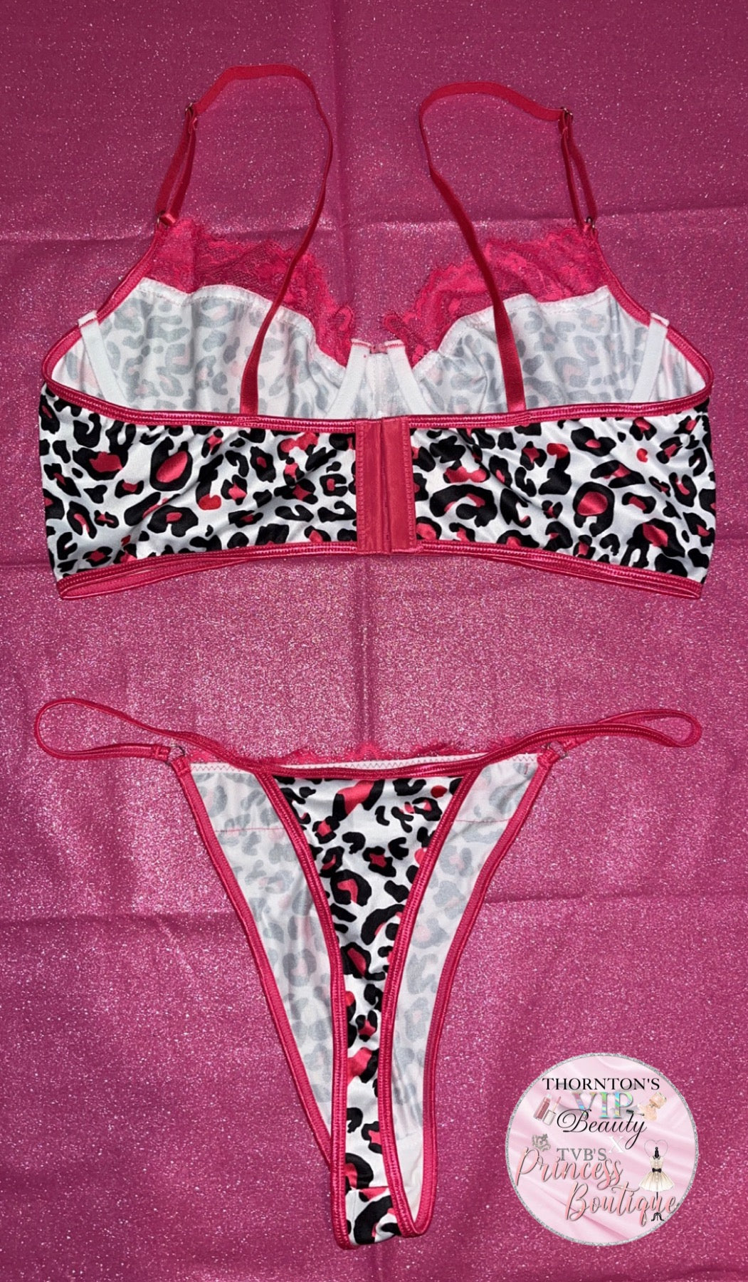 Hot Pink Leopard Print Thong Set