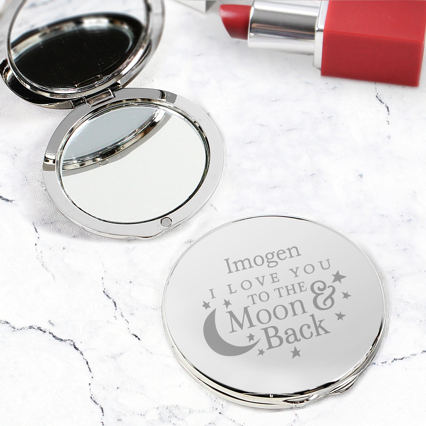 Personalised To The Moon & Back Compact Mirror