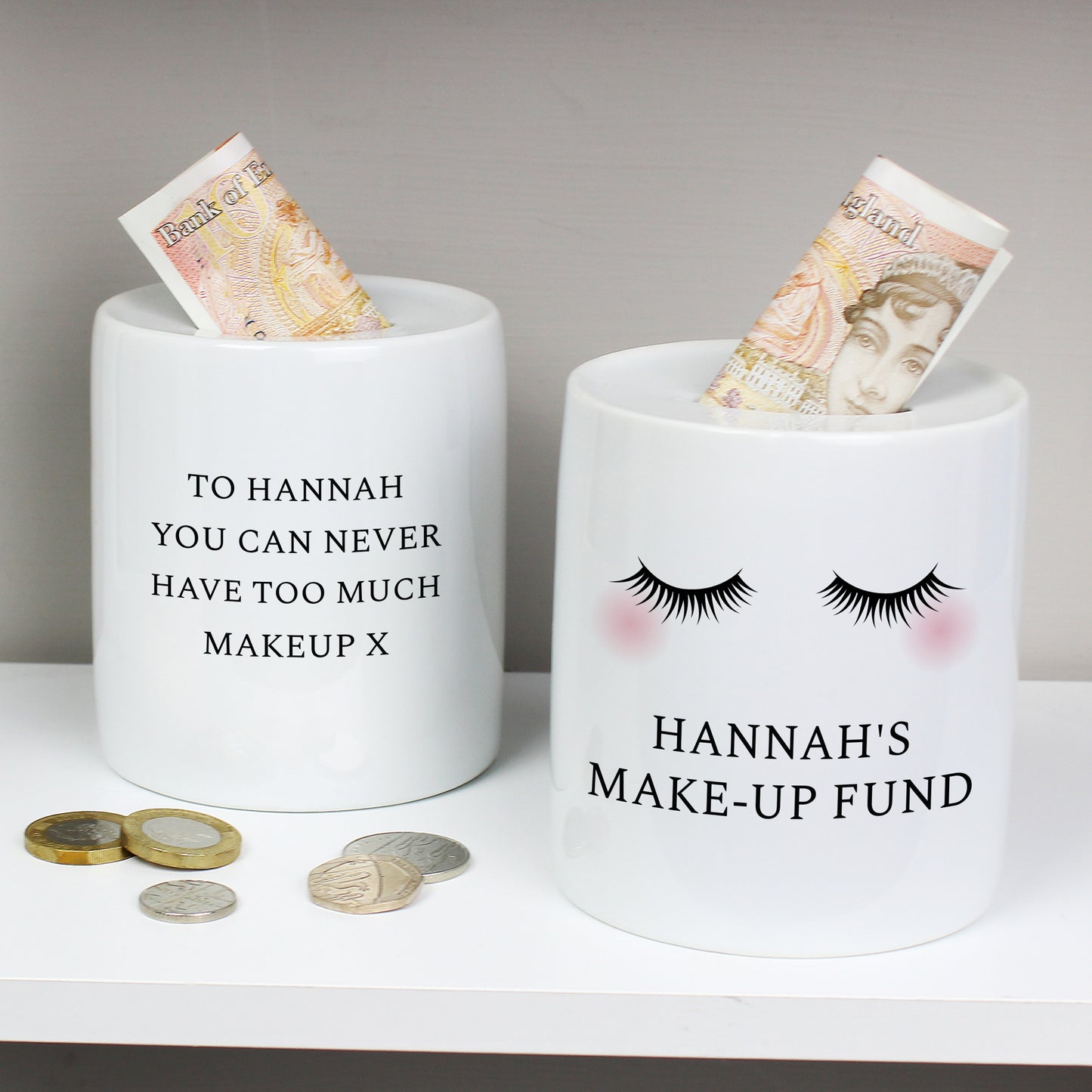 Personalised Eye Lashes Ceramic Money Box