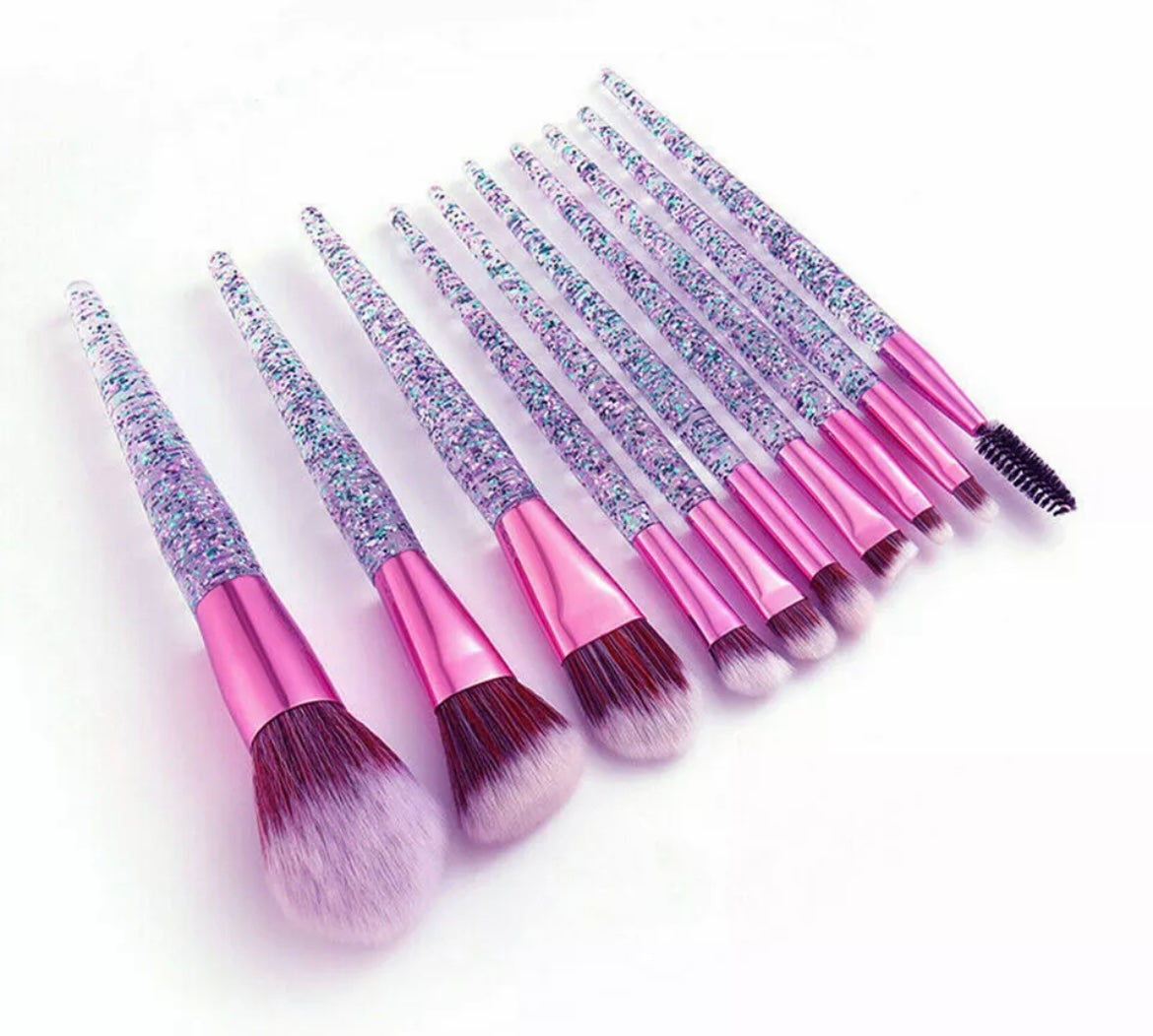 Crystal Glitter 10Pcs Makeup Brush Set