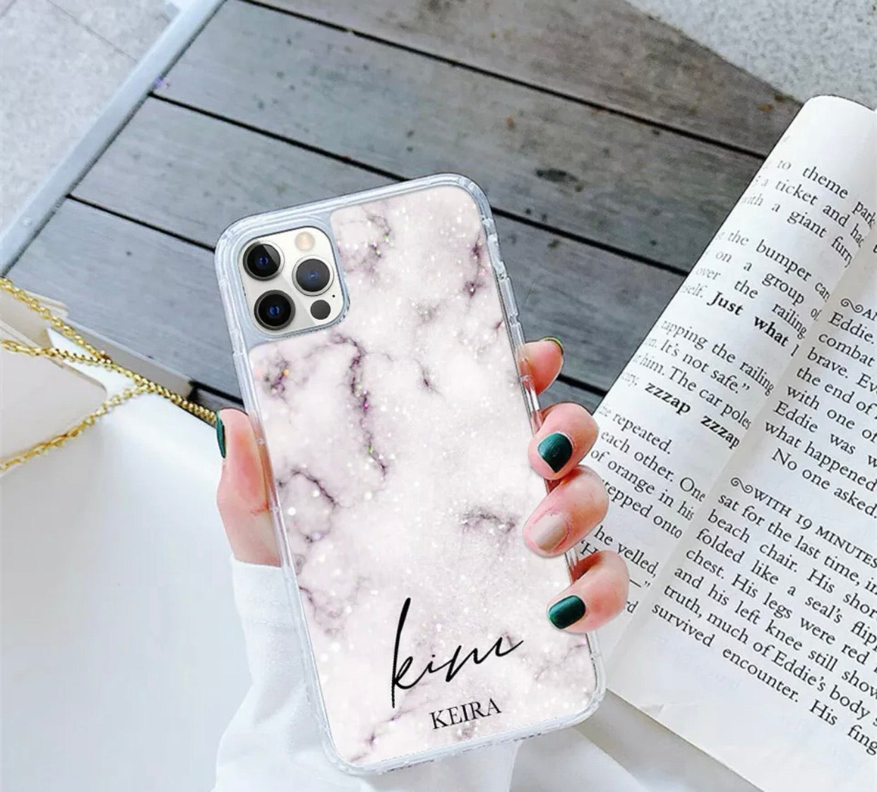 Marble Glitter Personalised Phone Case