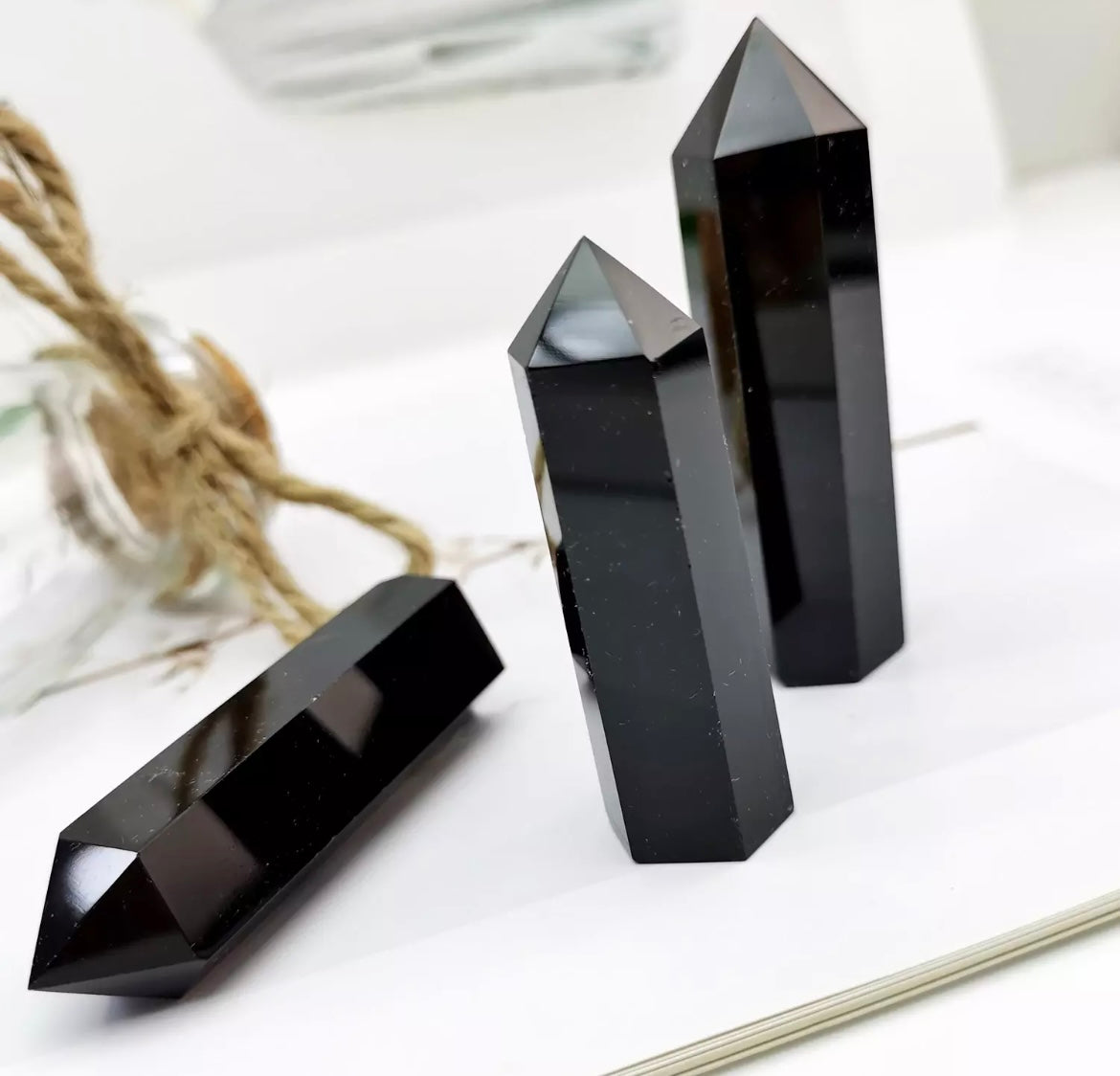 Black Obsidian Quartz Tower