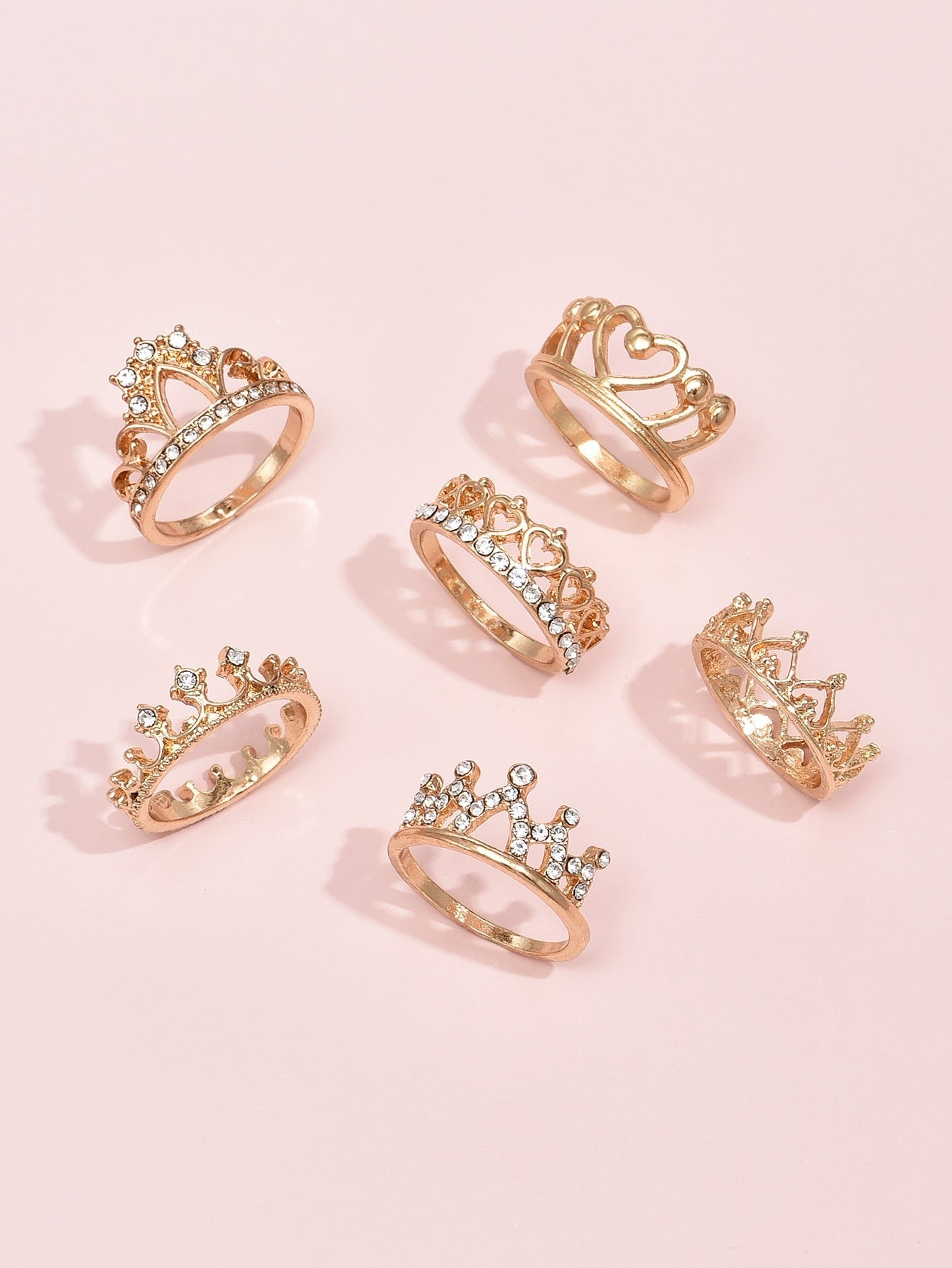 The Princess Collection Set Of 6 Crown Rings