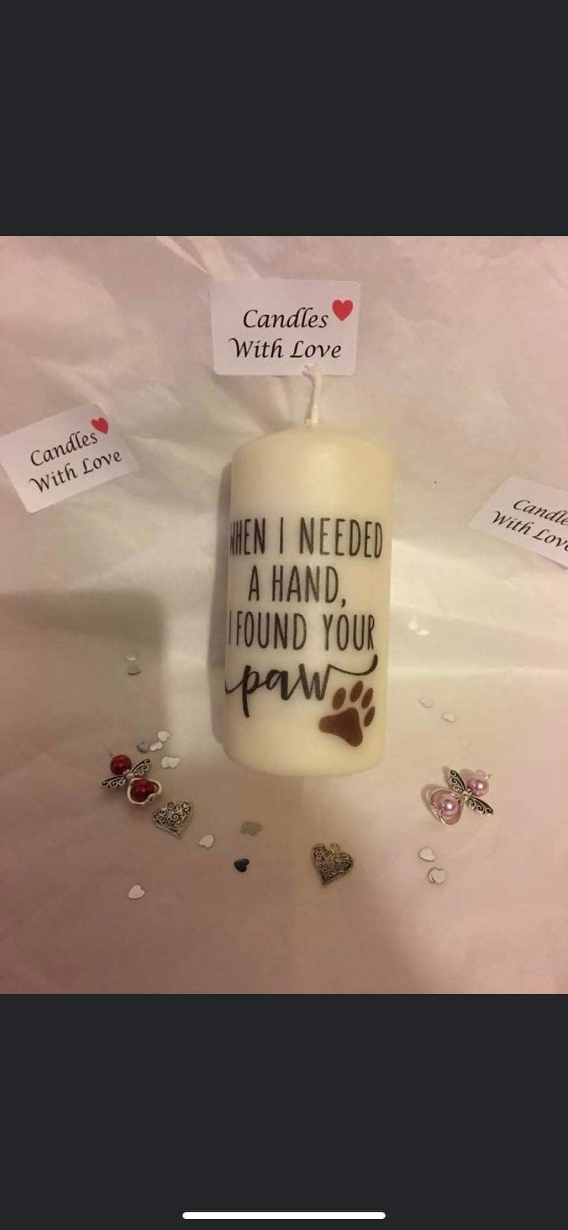 ‘When I Needed A Hand I Found Your Paw’ Quote Candle