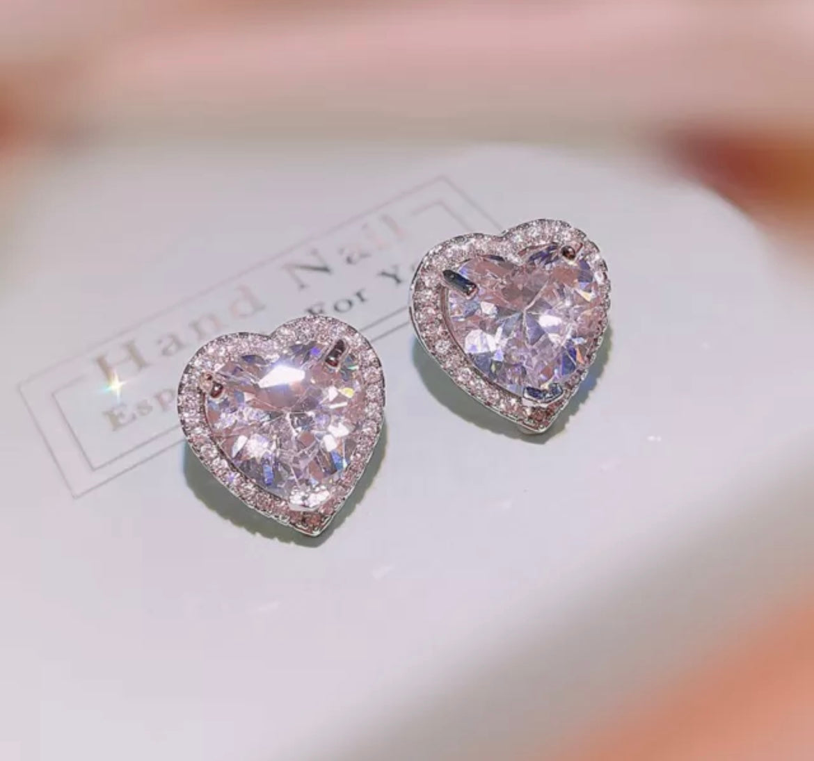 Crystal Heart Stud Earrings