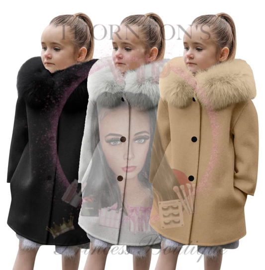 Girls Fur Hood Overcoat