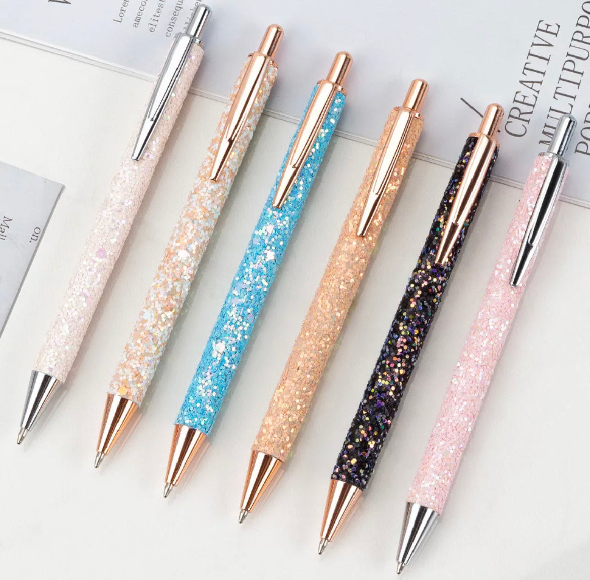 Glitter Ball Point Pens - Set Of Two