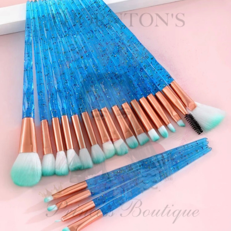 Sky Blue Glitter Handle Make Up Brushes