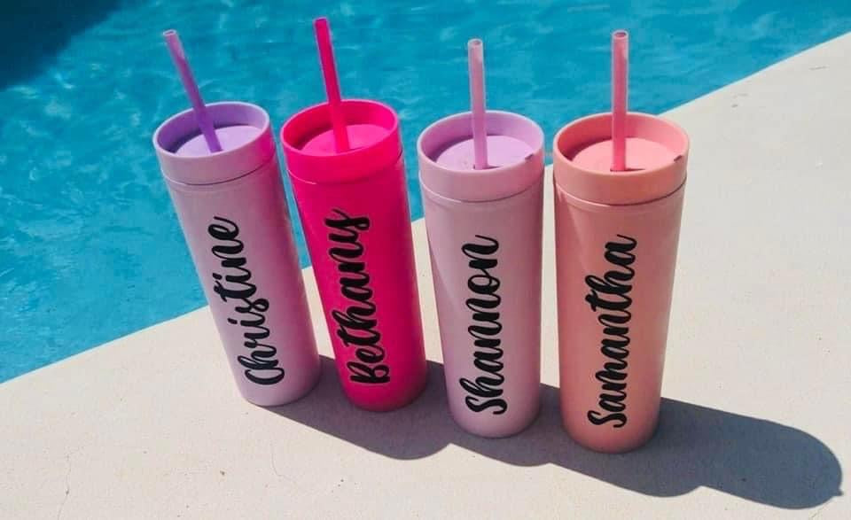 Pink & Purple Personalised Summer Drinking Cups