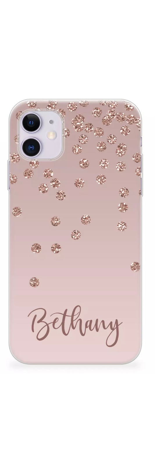 Rose Gold Glitter Gems Personalised Phone Case