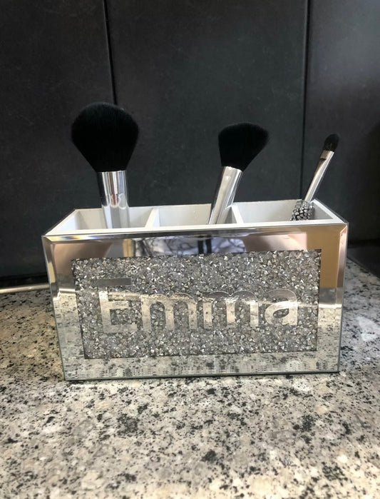 Personalised Silver Bling Makeup Brush Holder
