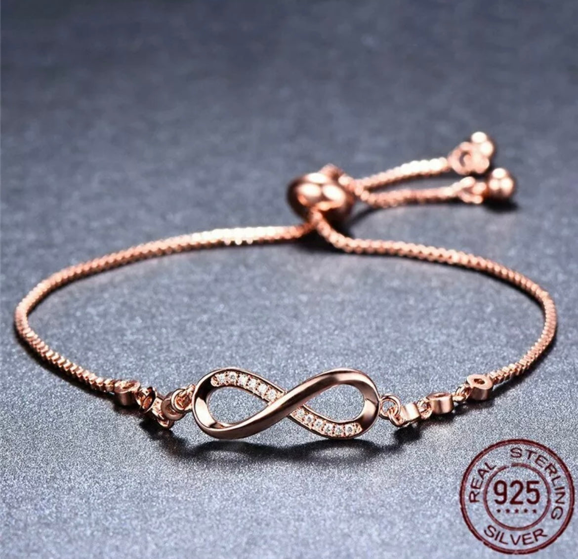 Rose Gold Infinity Tassel Bracelet